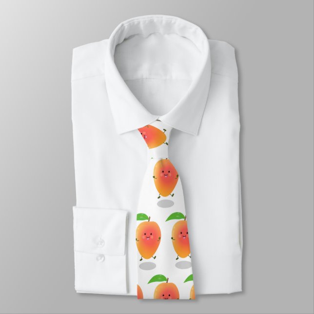 Cute happy mango yellow cartoon illustration tie (Tied)