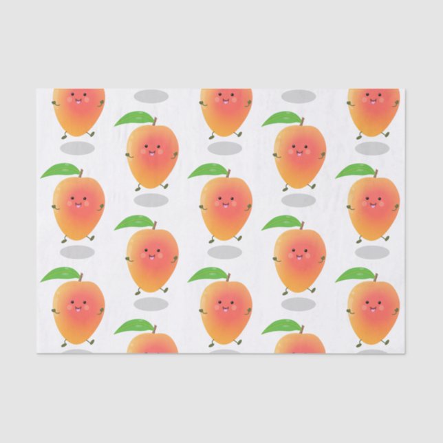 Cute happy mango yellow cartoon illustration tissue paper (Front)