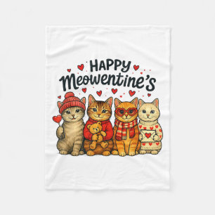 Cute Happy Meowentines Valentine Cats Love Men Wom Fleece Blanket