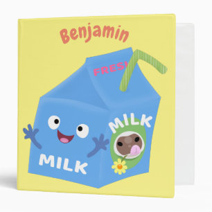 Cute happy milk carton character cartoon binder
