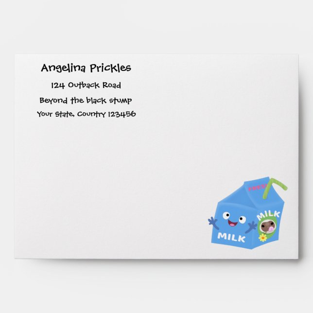Cute happy milk carton character cartoon envelope (Front)