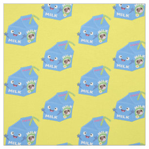 Cute happy milk carton character cartoon fabric