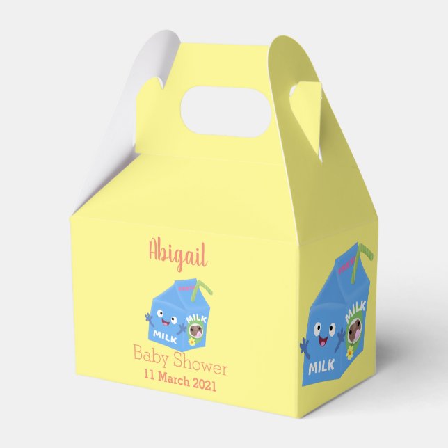Cute happy milk carton character cartoon favor box (Front Side)