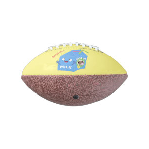 Cute happy milk carton character cartoon football