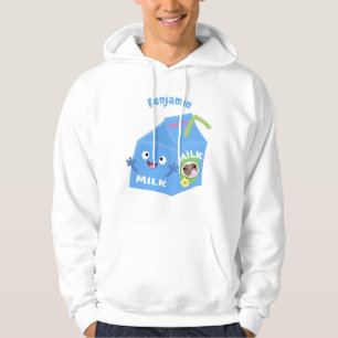 Cute happy milk carton character cartoon hoodie