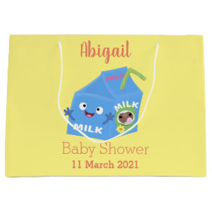 Cute happy milk carton character cartoon large gift bag