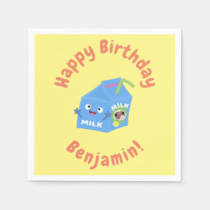 Cute happy milk carton character cartoon napkin