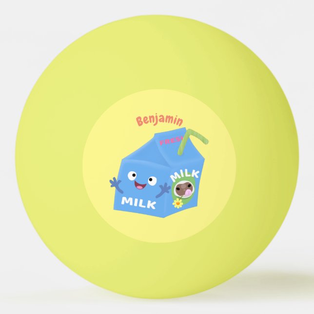 Cute happy milk carton character cartoon ping pong ball (Front)