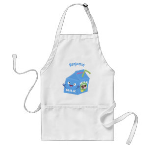 Cute happy milk carton character cartoon standard apron