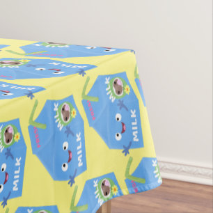 Cute happy milk carton character cartoon tablecloth