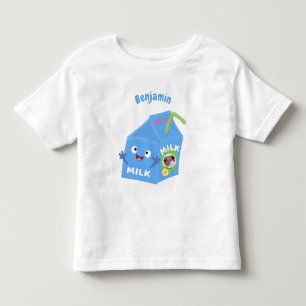 Cute happy milk carton character cartoon toddler t-shirt