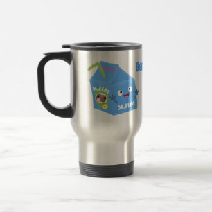 Cute happy milk carton character cartoon travel mug