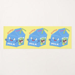 Cute happy milk carton character cartoon yoga mat