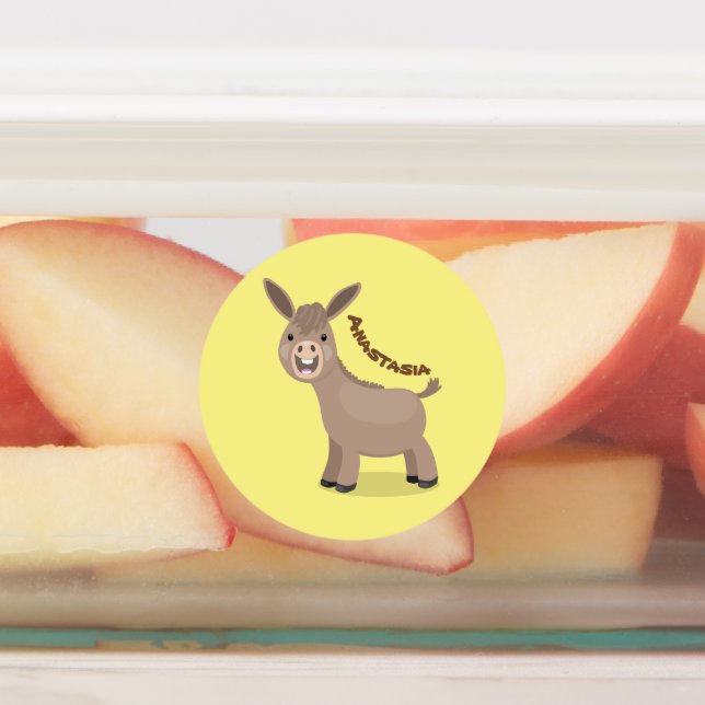 Cute happy miniature donkey cartoon illustration (Affixed)