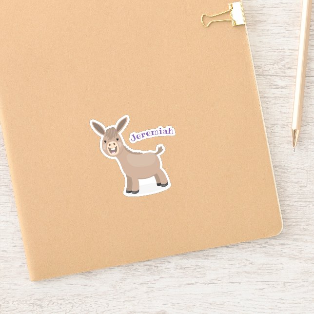 Cute happy miniature donkey cartoon illustration (Notebook)