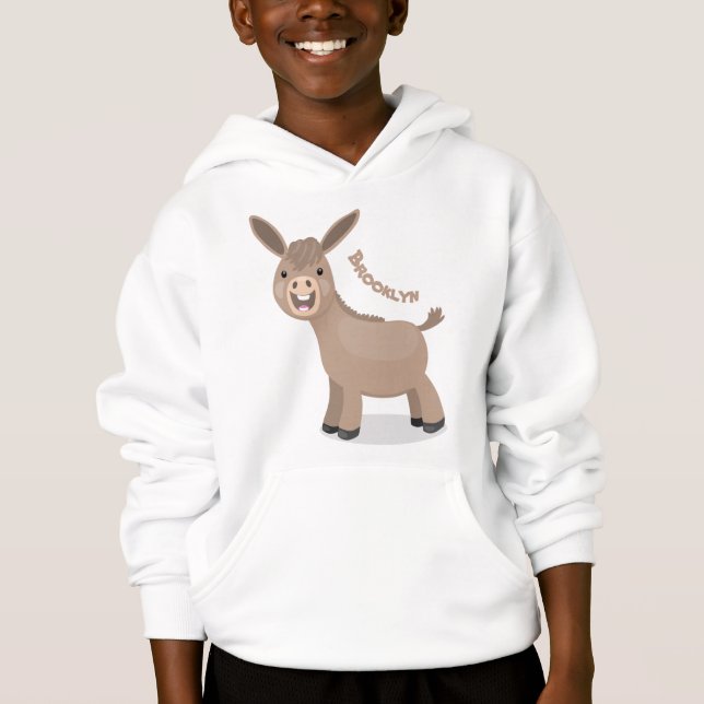 Cute happy miniature donkey cartoon illustration (Front)