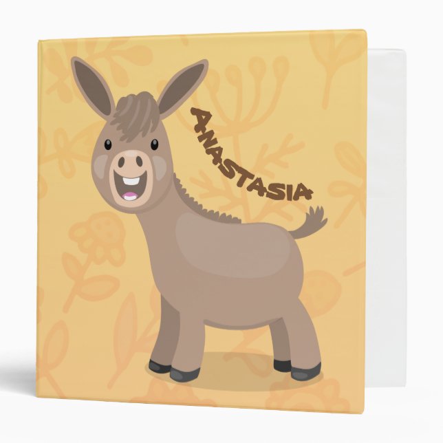 Cute happy miniature donkey cartoon illustration binder (Front/Inside)