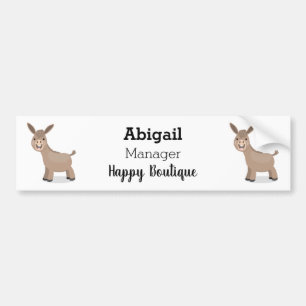 Cute happy miniature donkey cartoon illustration bumper sticker