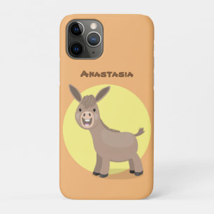 Cute happy miniature donkey cartoon illustration iPhone 11 pro case