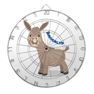 Cute happy miniature donkey cartoon illustration dartboard