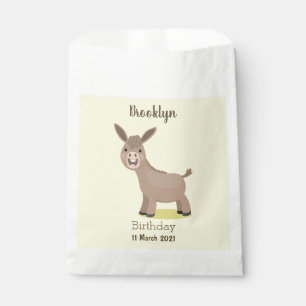 Cute happy miniature donkey cartoon illustration favour bag