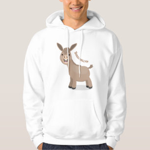 Cute happy miniature donkey cartoon illustration hoodie