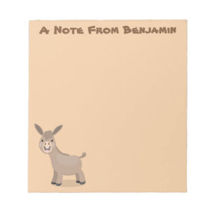 Cute happy miniature donkey cartoon illustration notepad