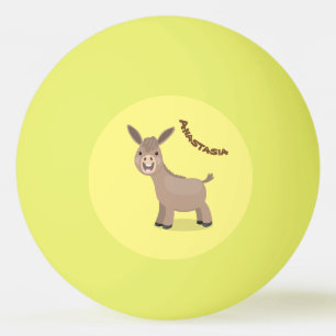 Cute happy miniature donkey cartoon illustration ping pong ball
