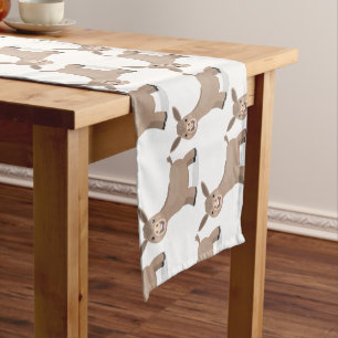 Cute happy miniature donkey cartoon illustration short table runner