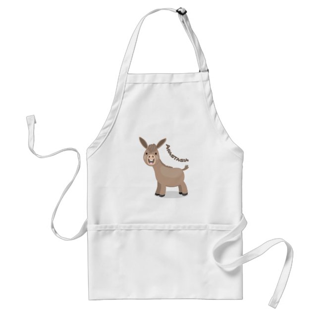 Cute happy miniature donkey cartoon illustration standard apron (Front)