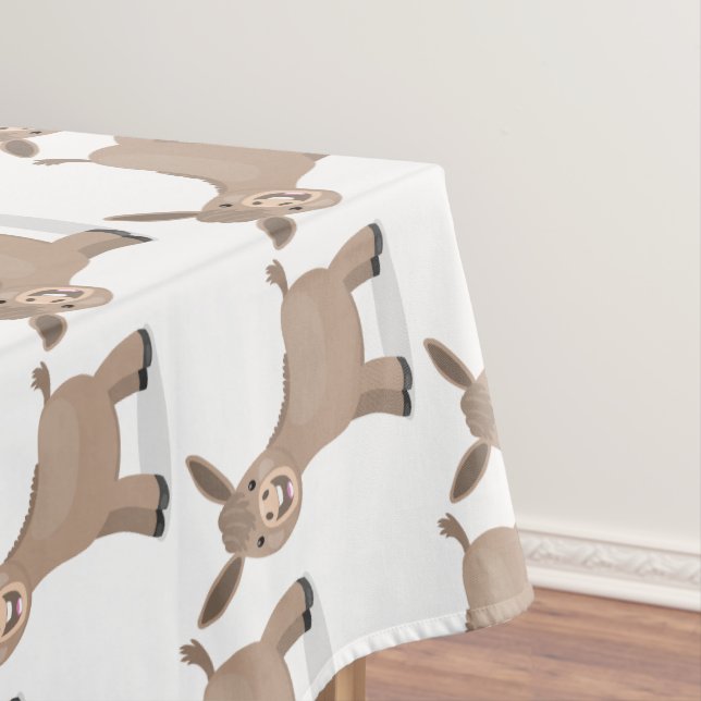 Cute happy miniature donkey cartoon illustration tablecloth (In Situ)