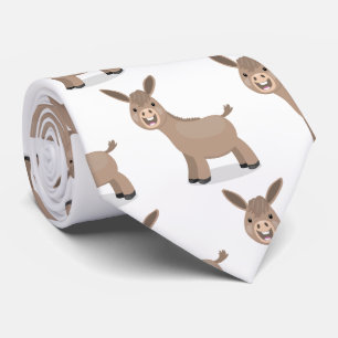 Cute happy miniature donkey cartoon illustration tie