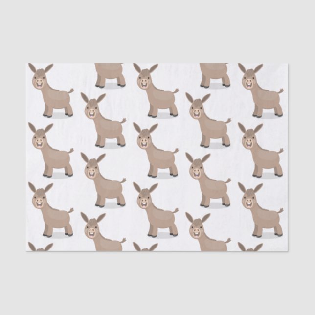 Cute happy miniature donkey cartoon illustration tissue paper (Front)