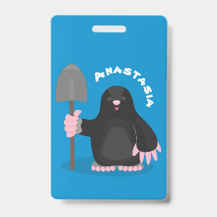 Cute happy mole cartoon illustration badge