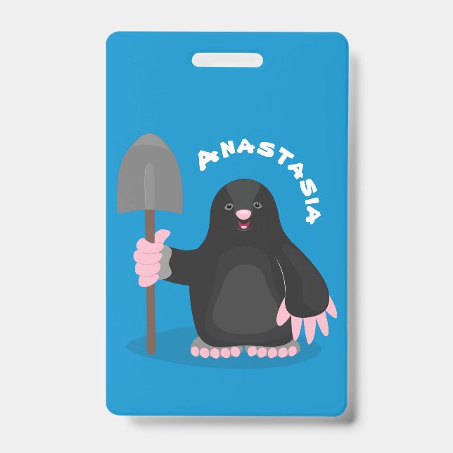 Cute happy mole cartoon illustration badge (Front)