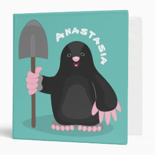 Cute happy mole cartoon illustration binder