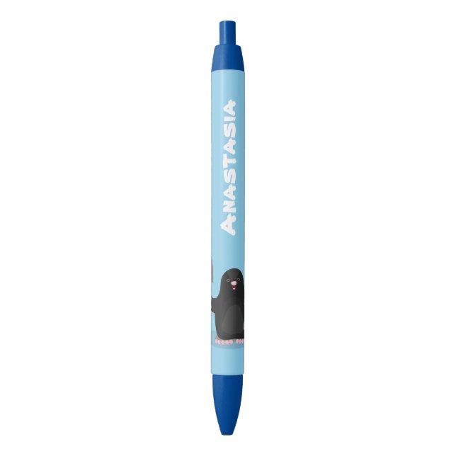 Cute happy mole cartoon illustration black ink pen (Front Vertical)
