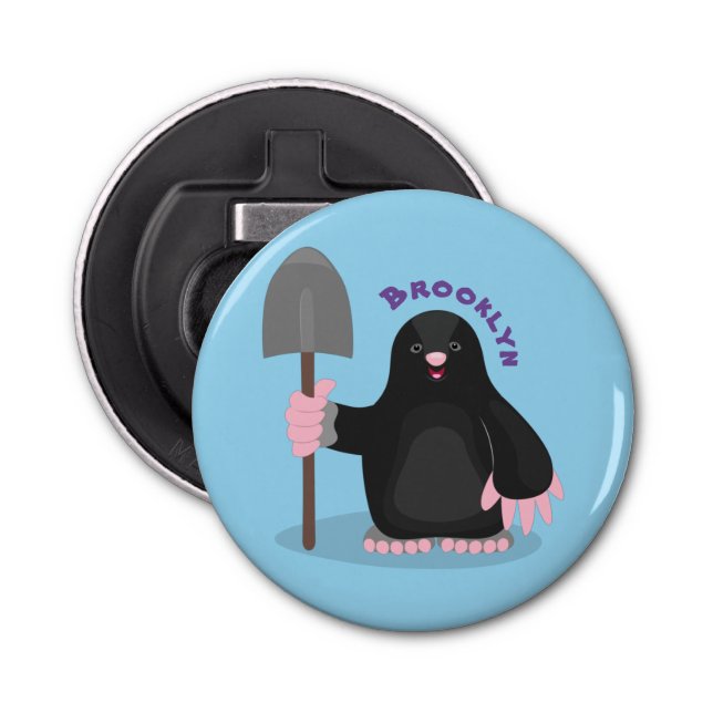 Cute happy mole cartoon illustration bottle opener (Front)