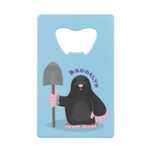 Cute happy mole cartoon illustration credit card bottle opener