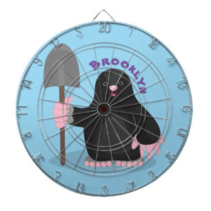 Cute happy mole cartoon illustration dartboard