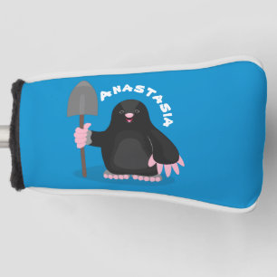 Cute happy mole cartoon illustration golf head cover