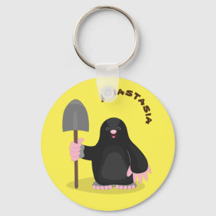Cute happy mole cartoon illustration keychain