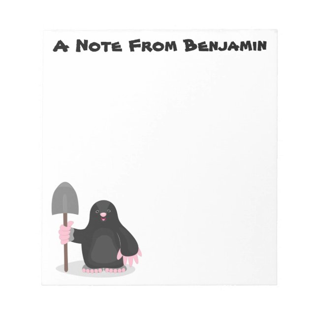 Cute happy mole cartoon illustration notepad (Front)