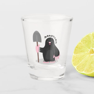 Cute happy mole cartoon illustration  shot glass