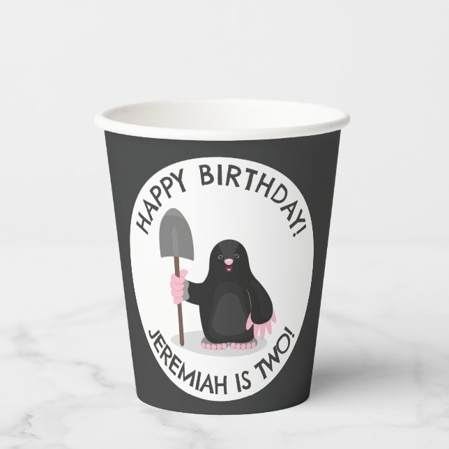 Cute happy mole personalized cartoon birthday paper cups (Front)