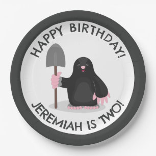 Cute happy mole personalized cartoon birthday paper plate