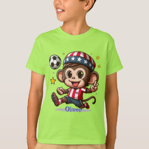 Cute Happy Monkey Soccer Player T-Shirt