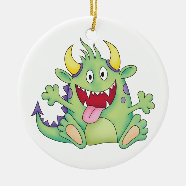 cute happy monster ceramic ornament (Front)