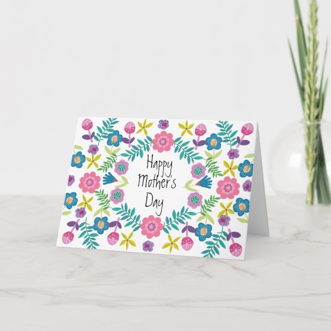 Cute Happy Mother’s Day Floral Greeting card (Front)