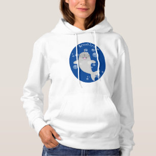 Cute happy narwhal bubbles cartoon illustration hoodie
